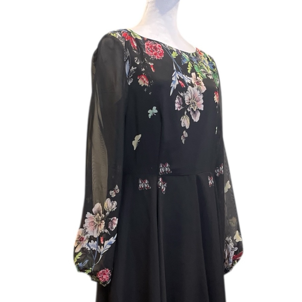 Whimsigoth Black Floral Butterfly Maxi Dress Romantic Cottagecore - Picture 3 of 7